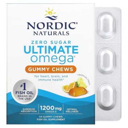 Nordic Naturals Ultimate Omega Gummy Chews, 1200mg Tropical
