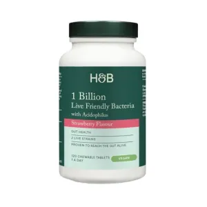 Holland & Barrett 1 Billion Live Friendly Bacteria with Acidophilus, Strawberry - 120 chewable tablets