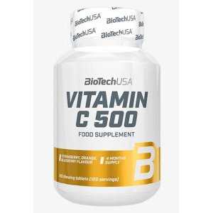 BioTechUSA Vitamin C 500, Strawberry, Orange, Blueberry - 120