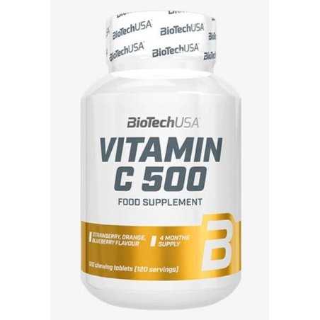 BioTechUSA Vitamin C 500, Strawberry, Orange, Blueberry - 120