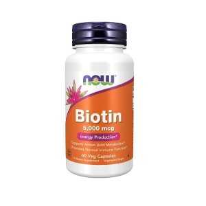 NOW Biotin 5000mcg 60 Kapsulių