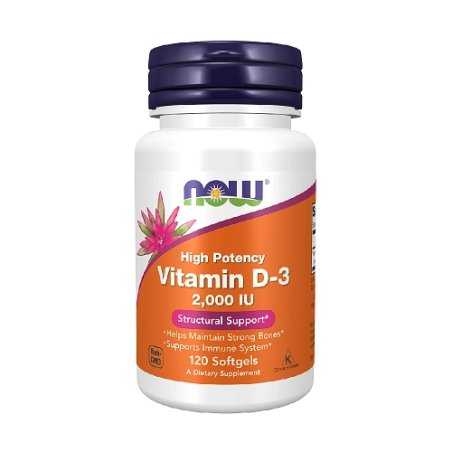 NOW Vitamin D-3 2000 IU High Potency 120 Soft Gels