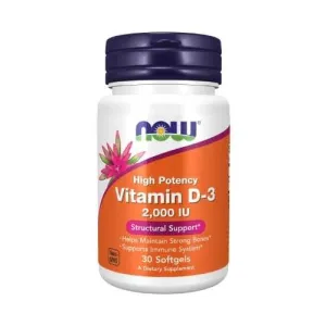NOW Vitamin D-3 2000 IU High Potency 30 kapsulių
