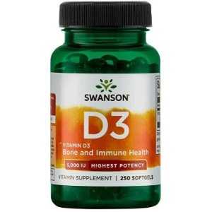 Swanson Vitamin D-3, 5000 IU - 250 softgels