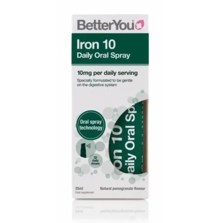 BetterYou Iron 10 Daily Oral Spray (10mg), Pomegranate - 25 ml.