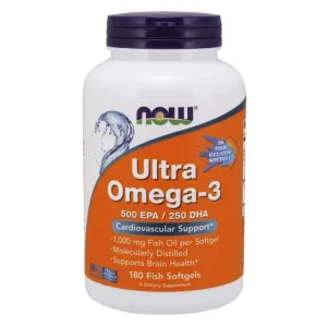 NOW Foods Ultra Omega-3 (In Fish Gelatin Softgels) - 180 fish softgels