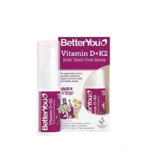 BetterYou Vitamin D+K2 Kid's Daily Oral Spray, Bubblegum &