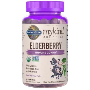 Garden of Life Mykind Elderberry, Real Fruit - 120 vegan gummy drops